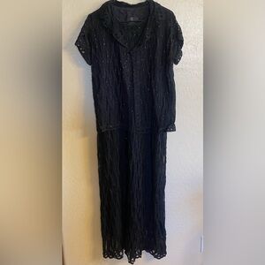 Carole Little Black Beaded Lace Dress